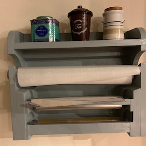 Papel de pergamino contemporáneo personalizable, papel de aluminio y película de envoltura de plástico Dispensador de bastidor Pintado o natural con 3 cortadores