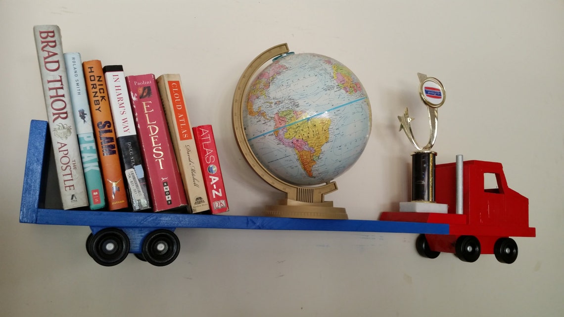 Red and Blue Large Truck Wood Bookshelf Bookcase Wall Fixture Etsy
