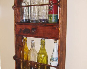 Wood Cottage  Inspired Wall Bottle or Spice Oil Rack