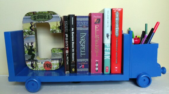 Blue Truck Wall And Desk Bookcase Book Stand Organizer Etsy