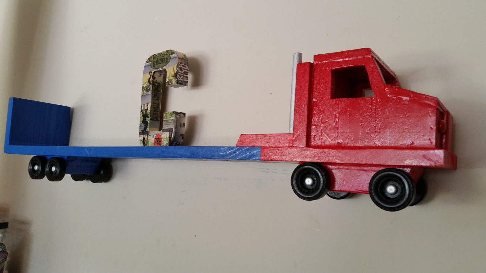 Red and Blue Large Truck Wood Bookshelf Bookcase Wall Fixture Etsy