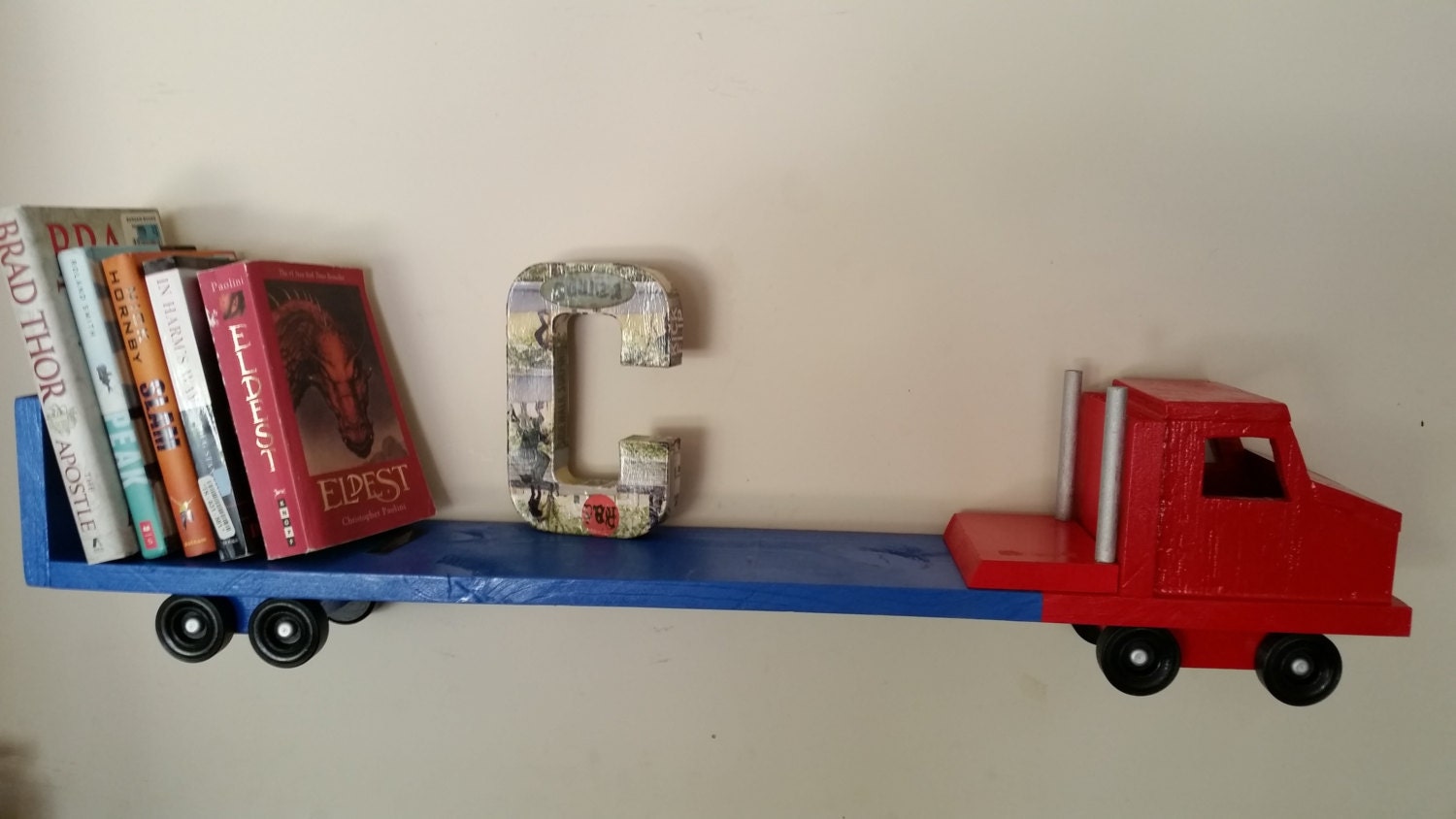 Red and Blue Large Truck Wood Bookshelf Bookcase Wall Fixture Etsy