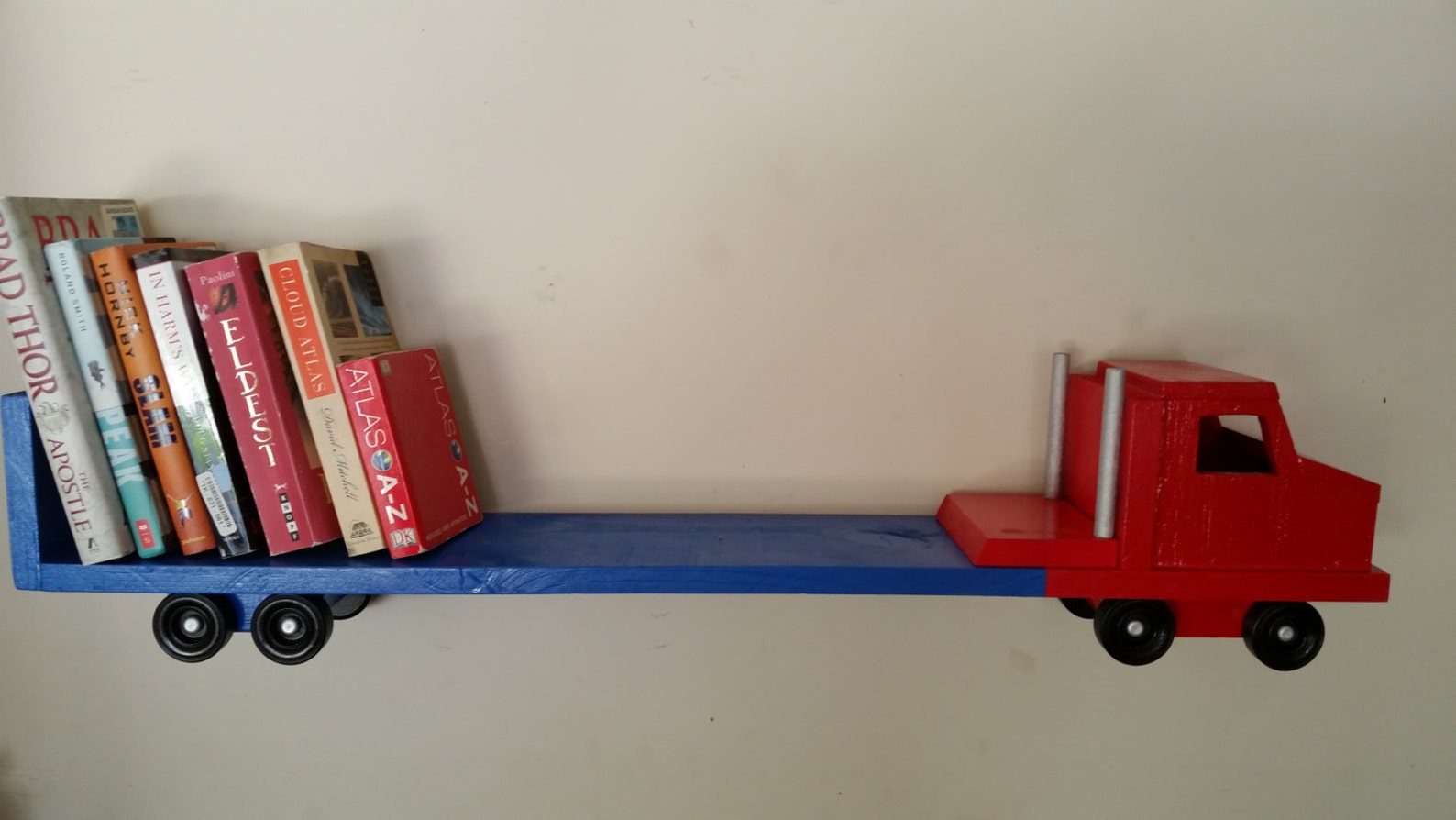 Red and Blue Large Truck Wood Bookshelf Bookcase Wall Fixture Etsy