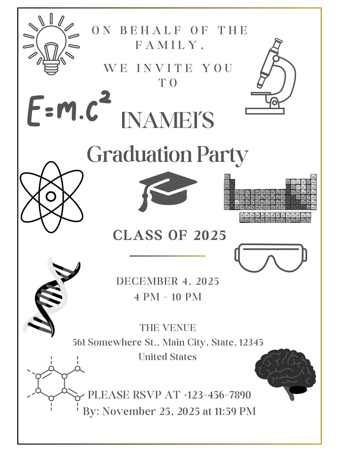 Science Graduation Party Invitation | Class of 2025 | Editable ...