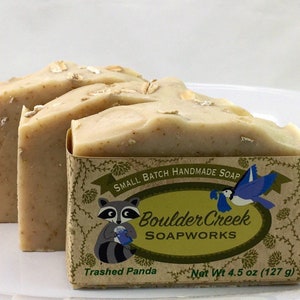 Trashed Panda: Cannabis Patchouli Scented Handmade Soap Hippie Gift Colloidal Oatmeal Batch 335 image 1