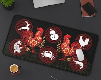 酉年のバウ・クア・トム・カ・コップマット、中国ベトナム旧正月サイコロゲーム、魚エビカニ旧正月マット、鮮やかな滑り止め