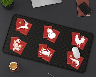 赤い封筒1 Bau Cua Tom Ca Copマット、中国ベトナム旧正月サイコロゲーム、魚エビカニ旧正月マット、鮮やかな滑り止め