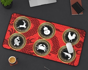 ドラゴンバウクアトムカコップマット、中国ベトナム旧正月サイコロゲーム、魚エビカニ旧正月マット、鮮やかな滑り止め