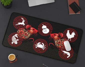 ネズミ年のバウ・クア・トム・カ・コップマット、中国・ベトナムの旧正月サイコロゲーム、魚・エビ・カニの旧正月マット、鮮やかな滑り止め