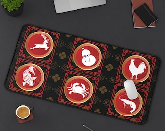 ラッキーバウクアトムカコップマット、中国ベトナム旧正月サイコロゲーム、魚エビカニ旧正月マット、鮮やかな滑り止め