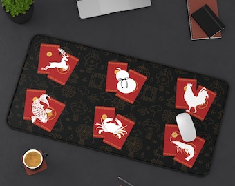 赤い封筒2 Bau Cua Tom Ca Copマット、中国ベトナム旧正月サイコロゲーム、魚エビカニ旧正月マット、鮮やかな滑り止め