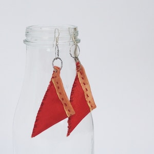 Raw Silk Triangle Dangle Earrings &quot;Mansi&quot;