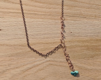 2/3rds Copper Necklace - with Turquoise stone pendant