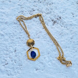 Jupiter Necklace - Plated Lapis Lazuli Pendant on Gold Plated Chain