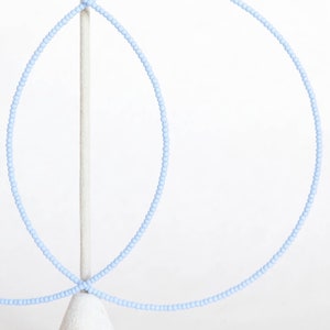 XX-Large Light Blue Beaded Hoop Earrings (4.5 inch diameter)