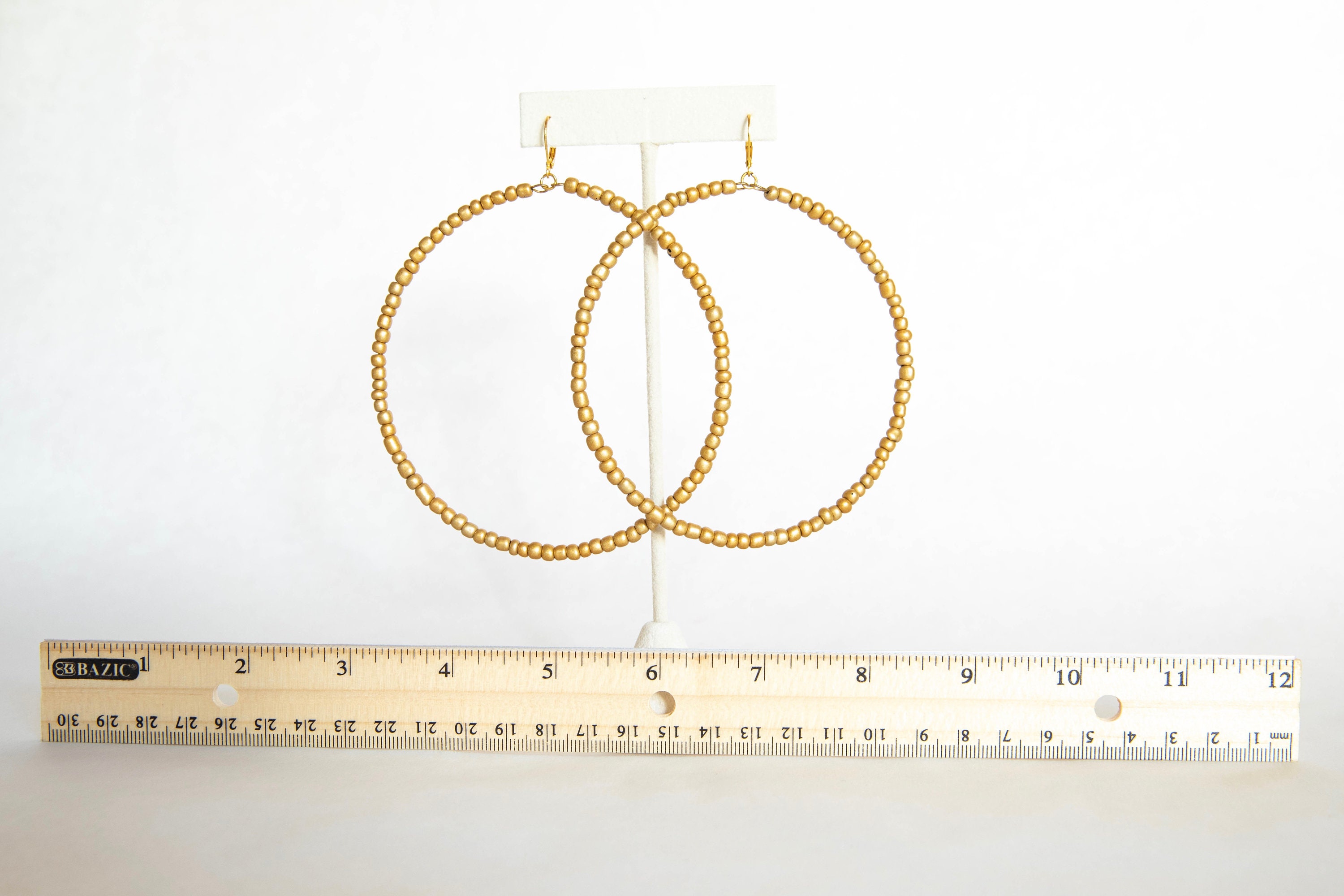 Xlarge Chunky Gold Beaded Hoop Earrings 3.5 Diameter Etsy
