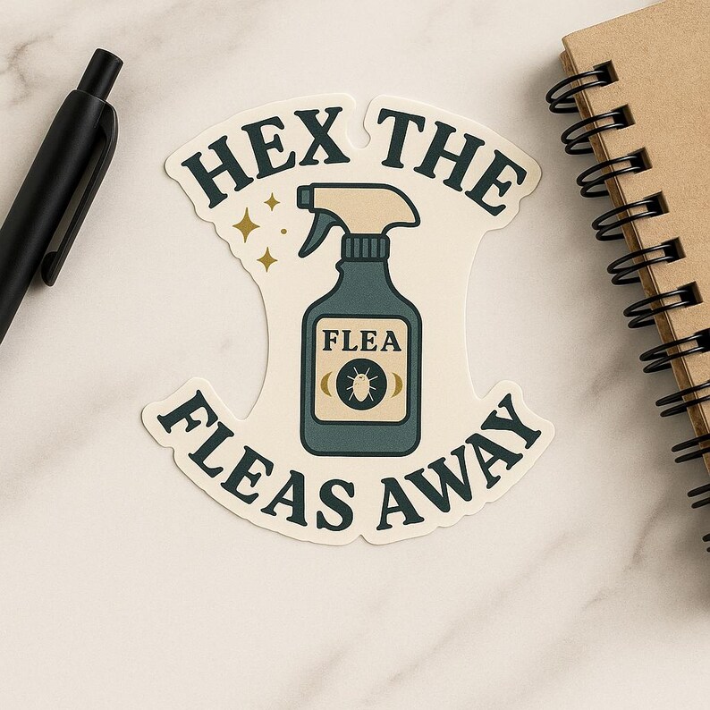 Witchy Vet Sticker: Hex the Fleas Away - Printable PNG (digital ...