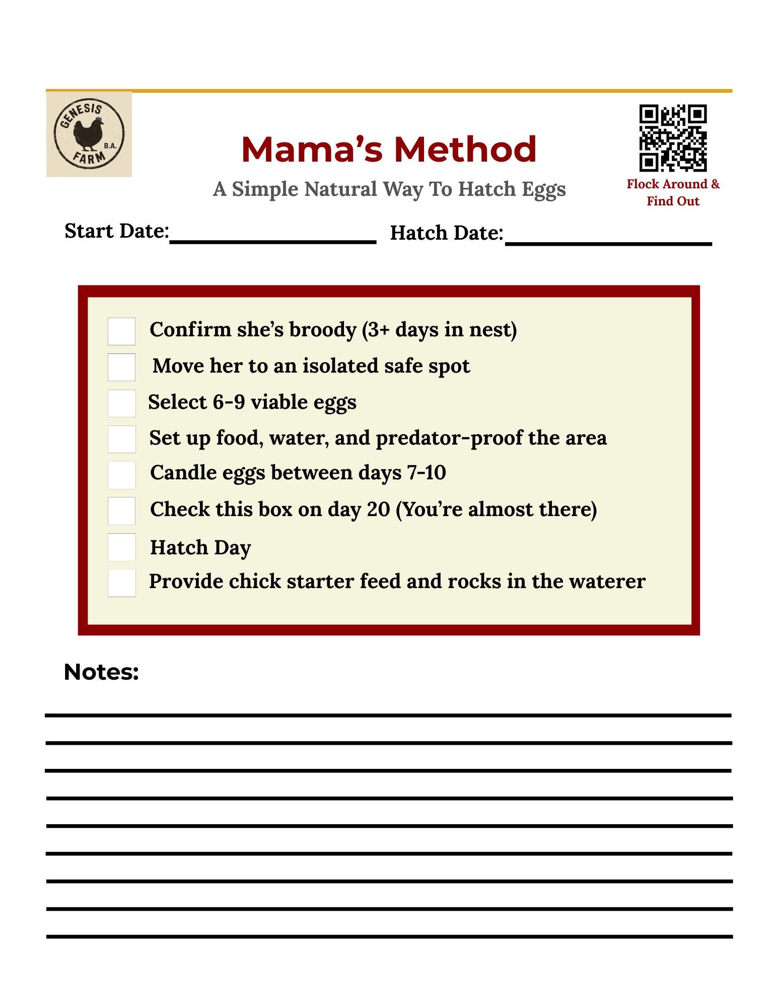 Printable Chicken Hatching Chart.pdf Chicken Hatching Chart & Broody Hen Checklist | Homestead Farm ...