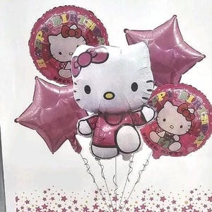 Kitty Hello Cat 5 piece foil shiny birthday party balloons