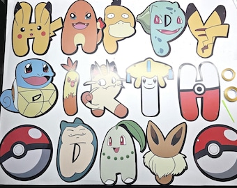 PokemonPikachu Birthday Party Decorations: Banner, Cake/Cupcake Toppers, Balloons