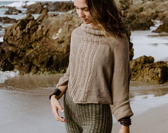 Coco Cable Knit - Taupe, long sleeve top, light weight sweater, cable knit top, cable knit sweater, cotton sweater, Taupe cotton top.