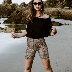 Free people leopard biker deals shorts