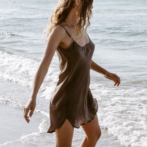Silk Slip Dress - Eucalyptus, slip dress, grey silk dress, short silk slip, summer dress, LBD, beach dress, silk dress, silk slip.