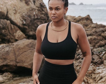 Organic Cotton Yoga Crop Top - Black Bralette