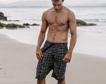 Miko Shorts - Tweed, Athleisure, Black track shorts, terry shorts, yoga shorts, gym shorts, casual shorts, terry shorts, basketball shorts.