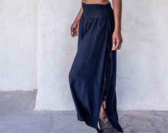 Abby Skirt Black - Long Black Skirt, pleated skirt, Maxi skirt, skirt with side splits, long skirt, black skirt.