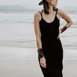 Long Slip Dress - Black slip, slip dress, LBD, boho, summer dress, beach wear, beach dress, summer slip, beach dress, slip dress, long slip.
