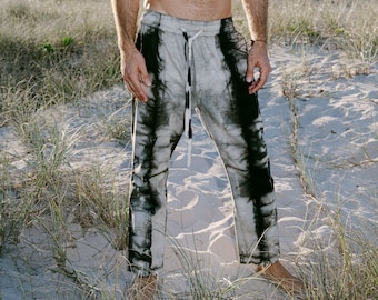 Hand Dyed Twill Lounge Pants: Shibori Style, Elastic Waist