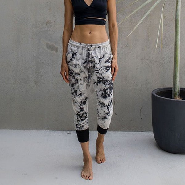 Pantalon Comfee - Smoke n Ash, teint à la main, pantalon affaissé, survêtement, pantalon décontracté, pantalon de gymnastique, pantalon de salon, pantalon noir, noir, pantalon de danse.