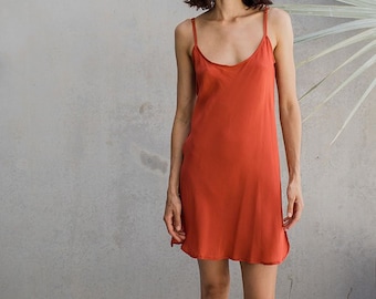 Silk Slip Dress - Rust, slip dress, red silk dress, boho, summer dress, beach wear, beach dress, silk dress, silk dress, silk slip.