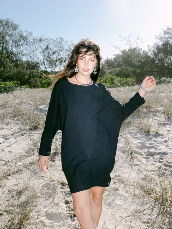 black loose fitting dress Mini Black Dress