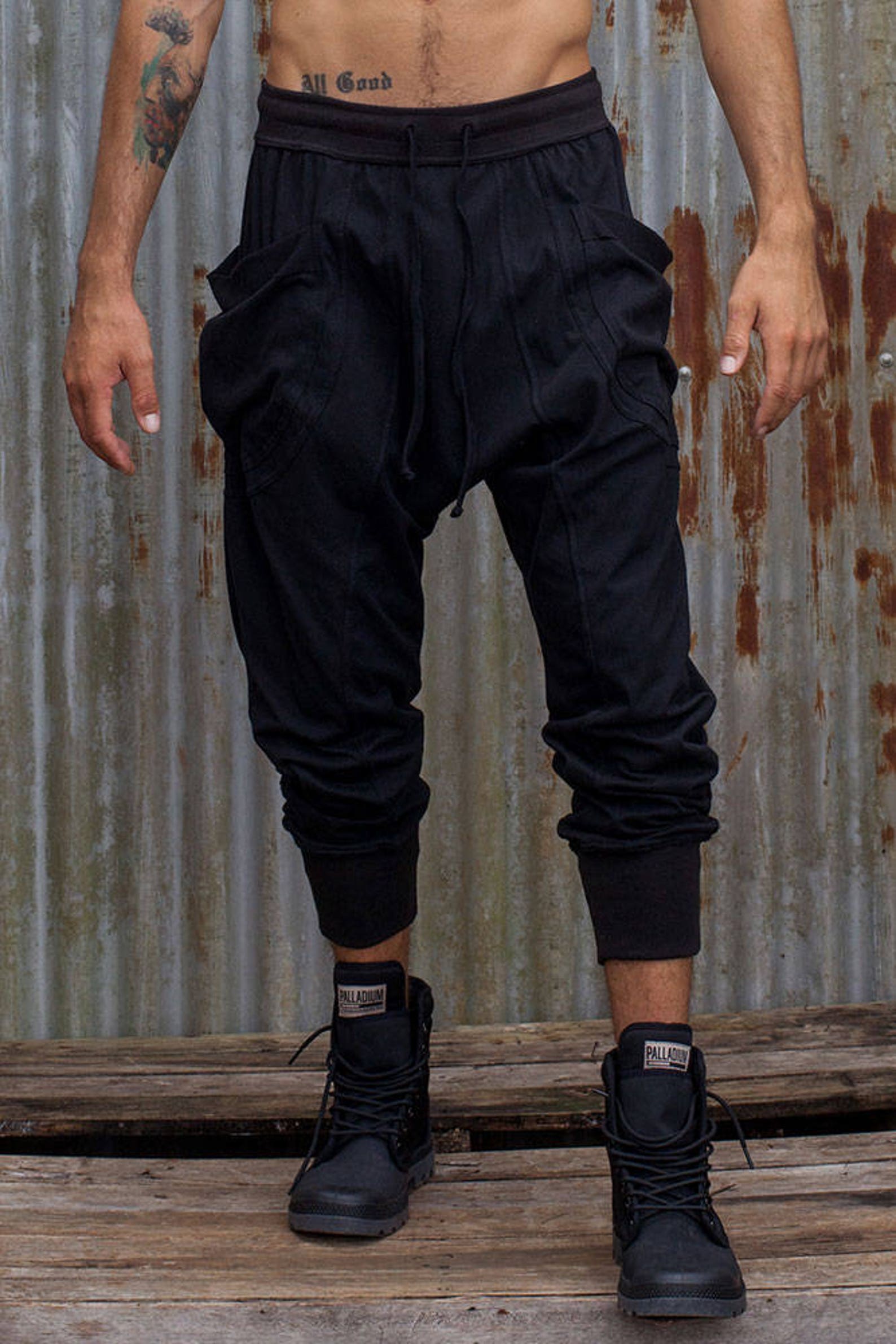 Drop Crotch Pants, Mens Pants, Mens Yoga Pants, Capri Pants, Baggy ...