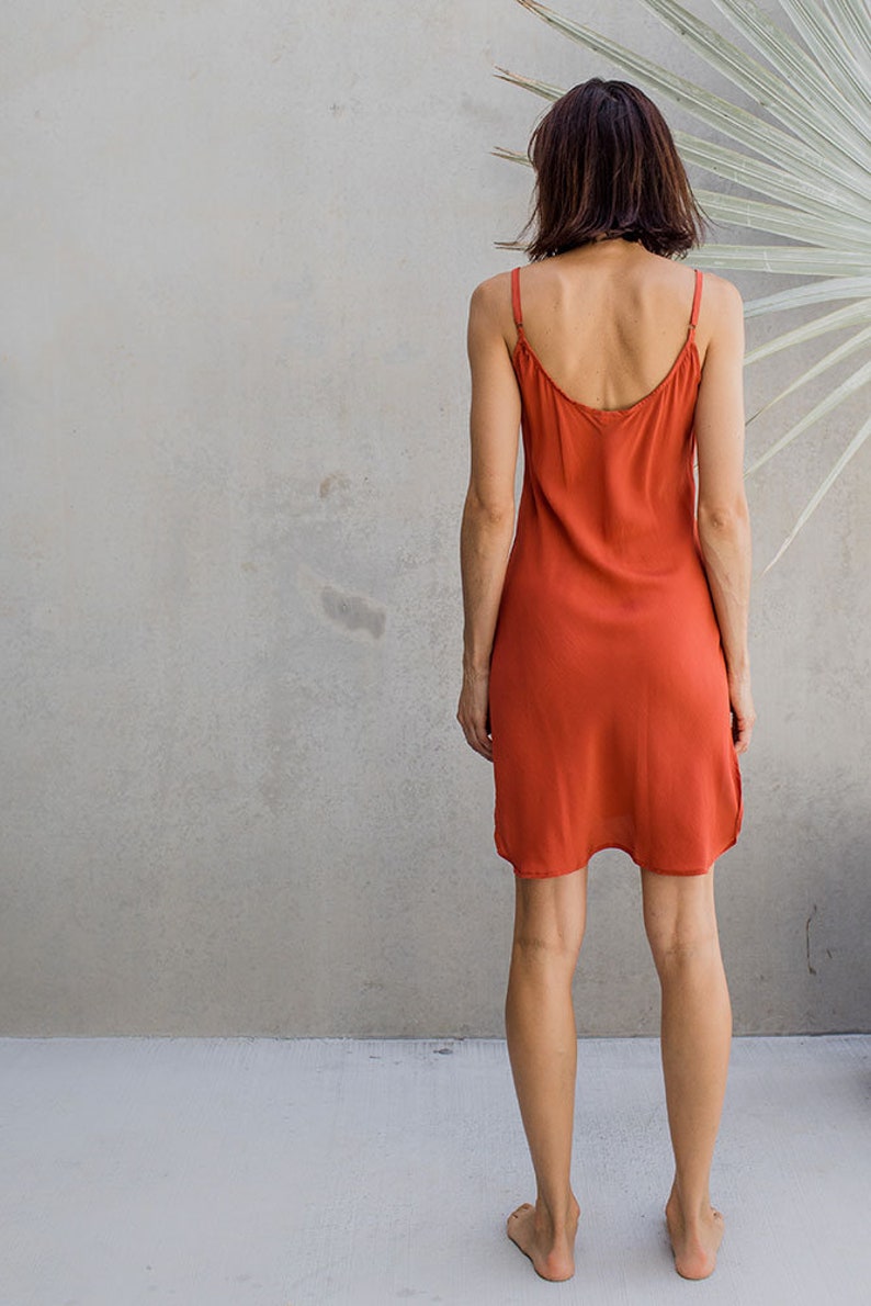 Silk Slip Dress Rust Slip Dress Red Silk Dress Boho Etsy