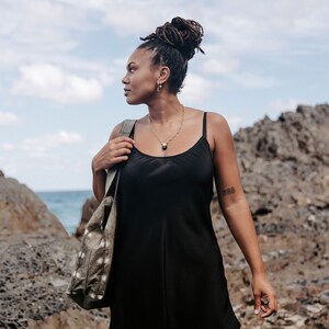 Black Silk Slip Dress: 100% Silk Crepe, Scoop Neck image 7