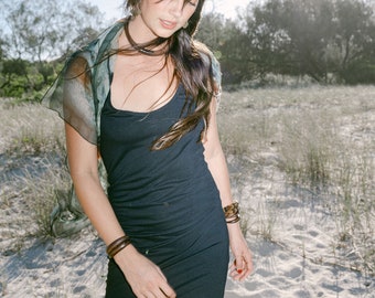 Black Bamboo Tank Dress: Knit Casual LBD