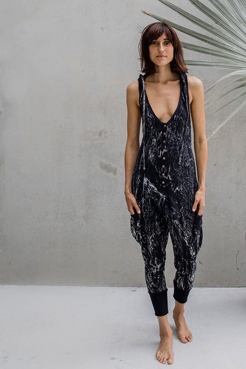 Long Janes Drk Stone, Jumpsuit, Womens Onesie, Womens Playsuit, Black Jumpsuit, Black Overalls, Summer Jumpsuit, Womens Romper. image 2