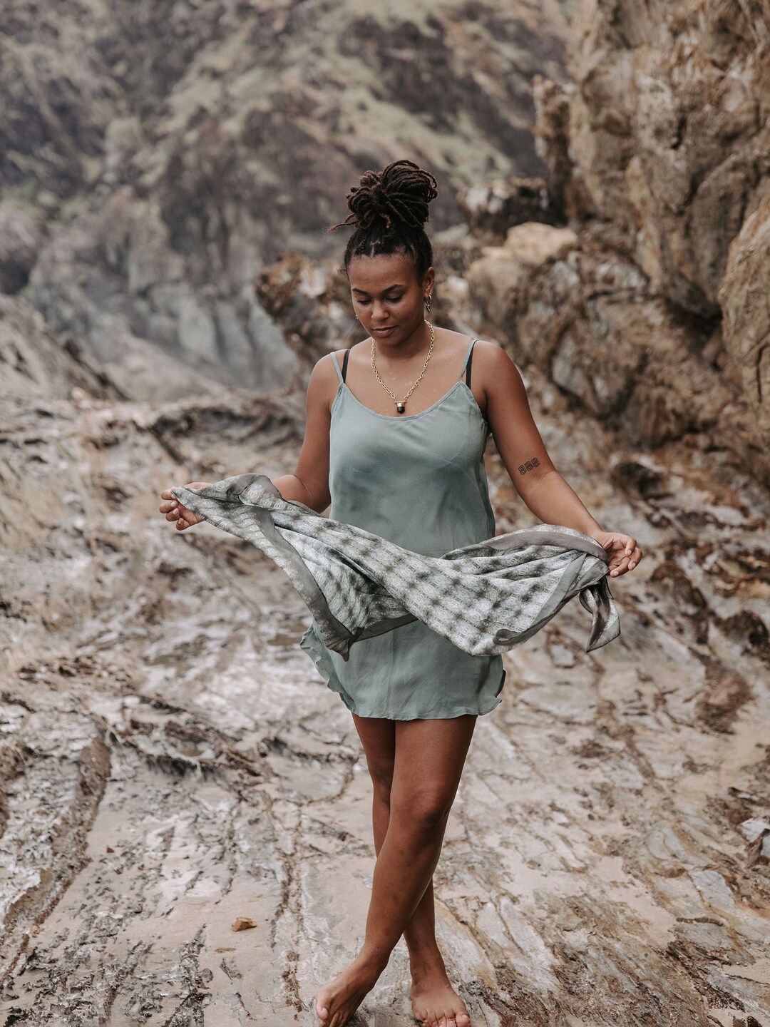 Silk Slip Dress - Ocean, Slip Dress, Dusty Silk Dress, Short Slip Dress ...