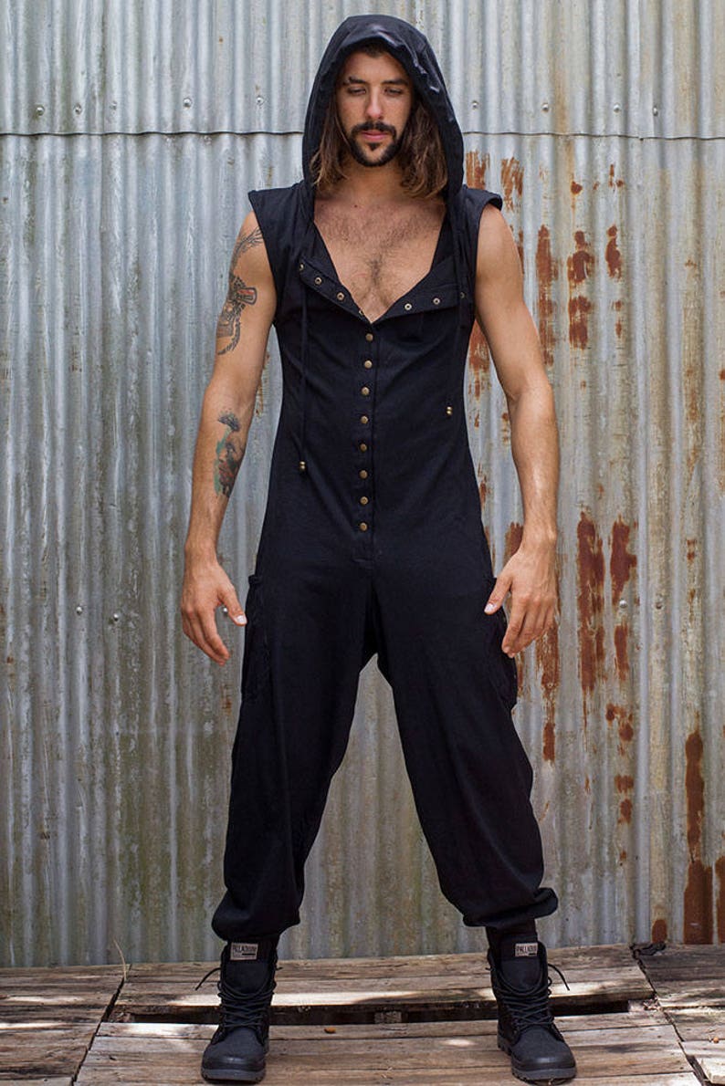 Mens Jumpsuit, Mens Onesie, Mens Overalls, Sleeveless Jumpsuit