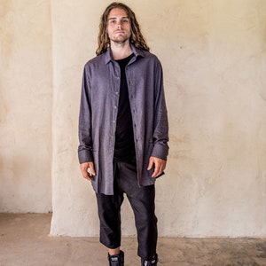 Axial Linen shirt - Slate, shirt, button down, linen shirt, mens shirt, light weight jacket, linen jacket, navy shirt, casual shirt.