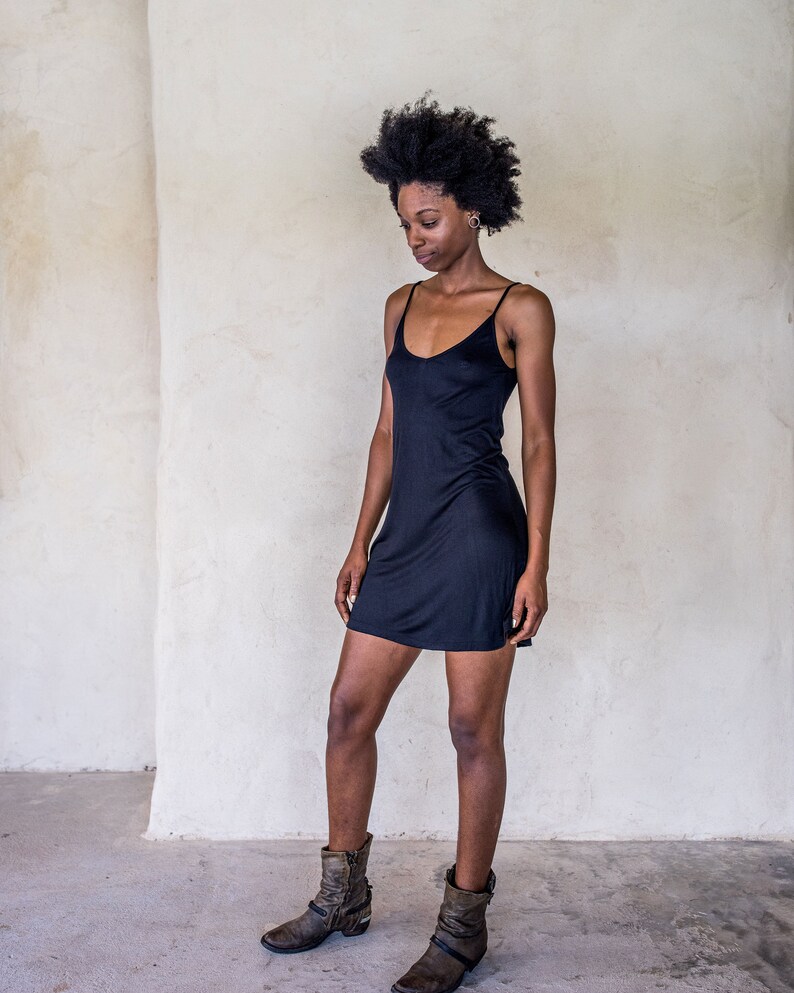 Graceful Rebellion Tank Dress, slip dress, tank dress, boho, summer dress, beach dress, casual dress, LBD, black slip, short Slip, singlet. image 4