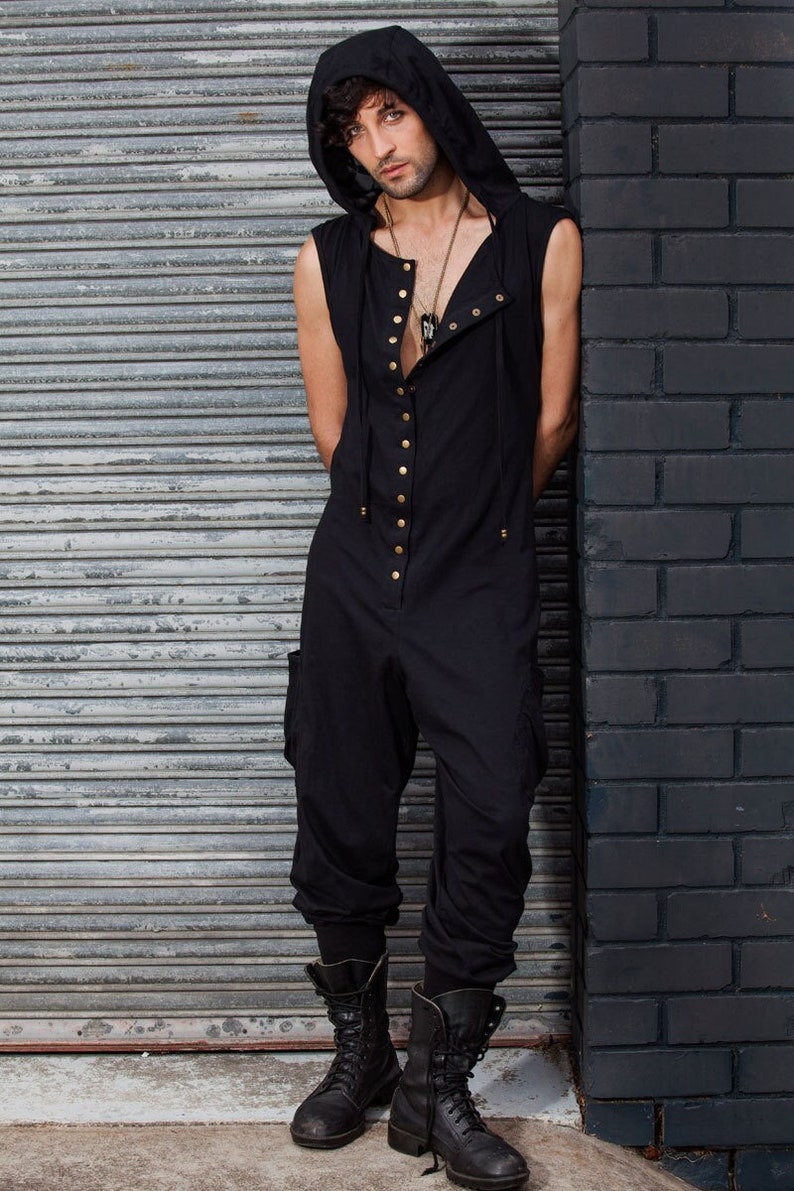 Mens Jumpsuit, Mens Onesie, Mens Overalls, Sleeveless Jumpsuit