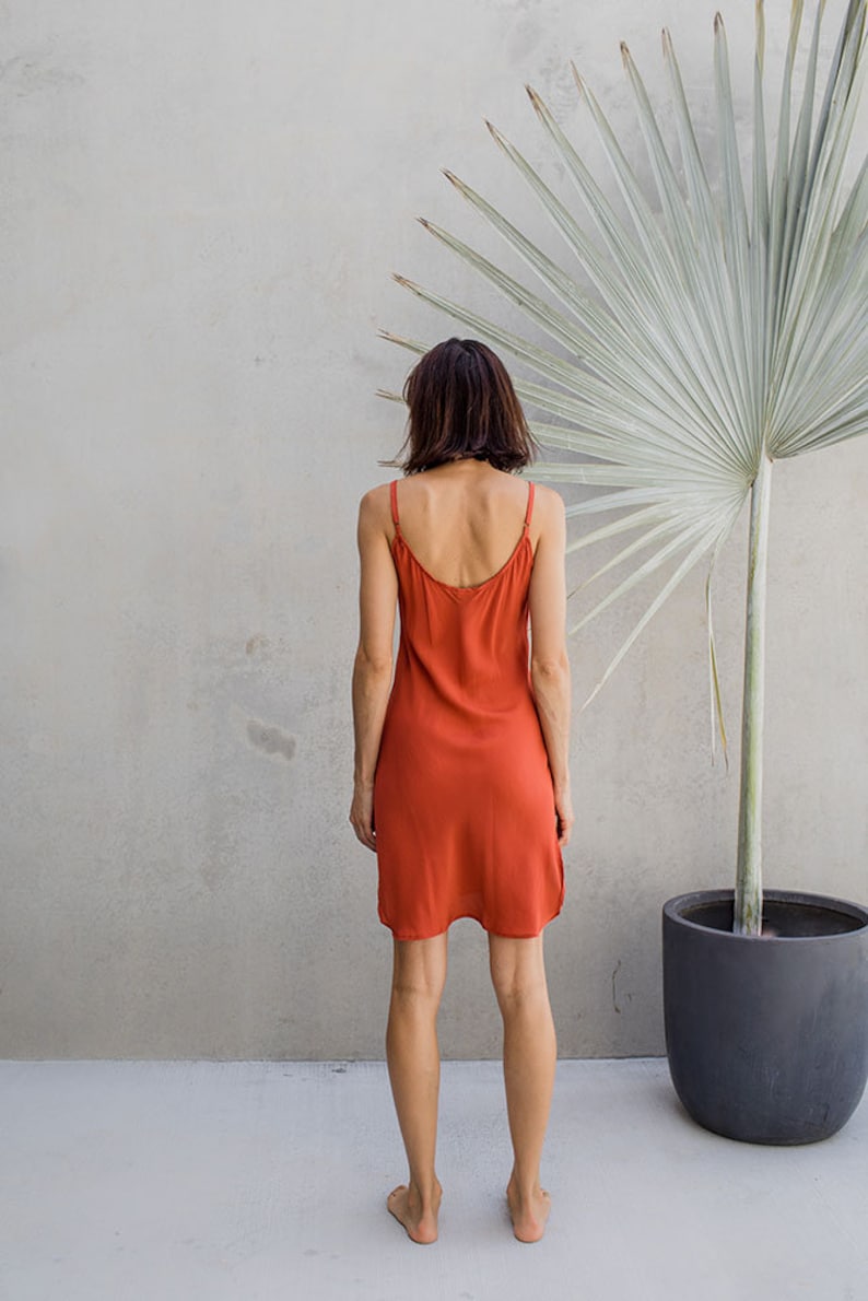 Silk Slip Dress Rust Slip Dress Red Silk Dress Boho Etsy