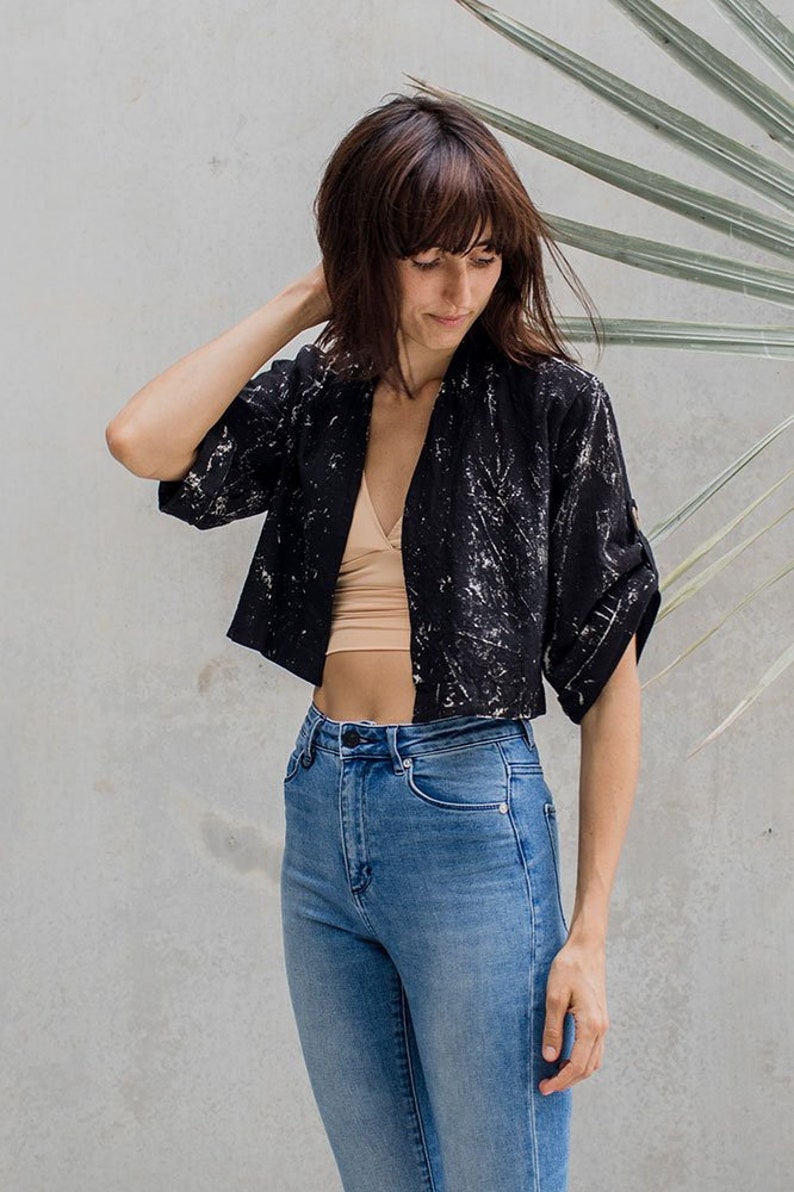 Kimono sleeve Handyed womans jacket open. croped jacket Linen Kimono Linen Summer Jacket summer jacket Kimono Jacket Linen Jacket