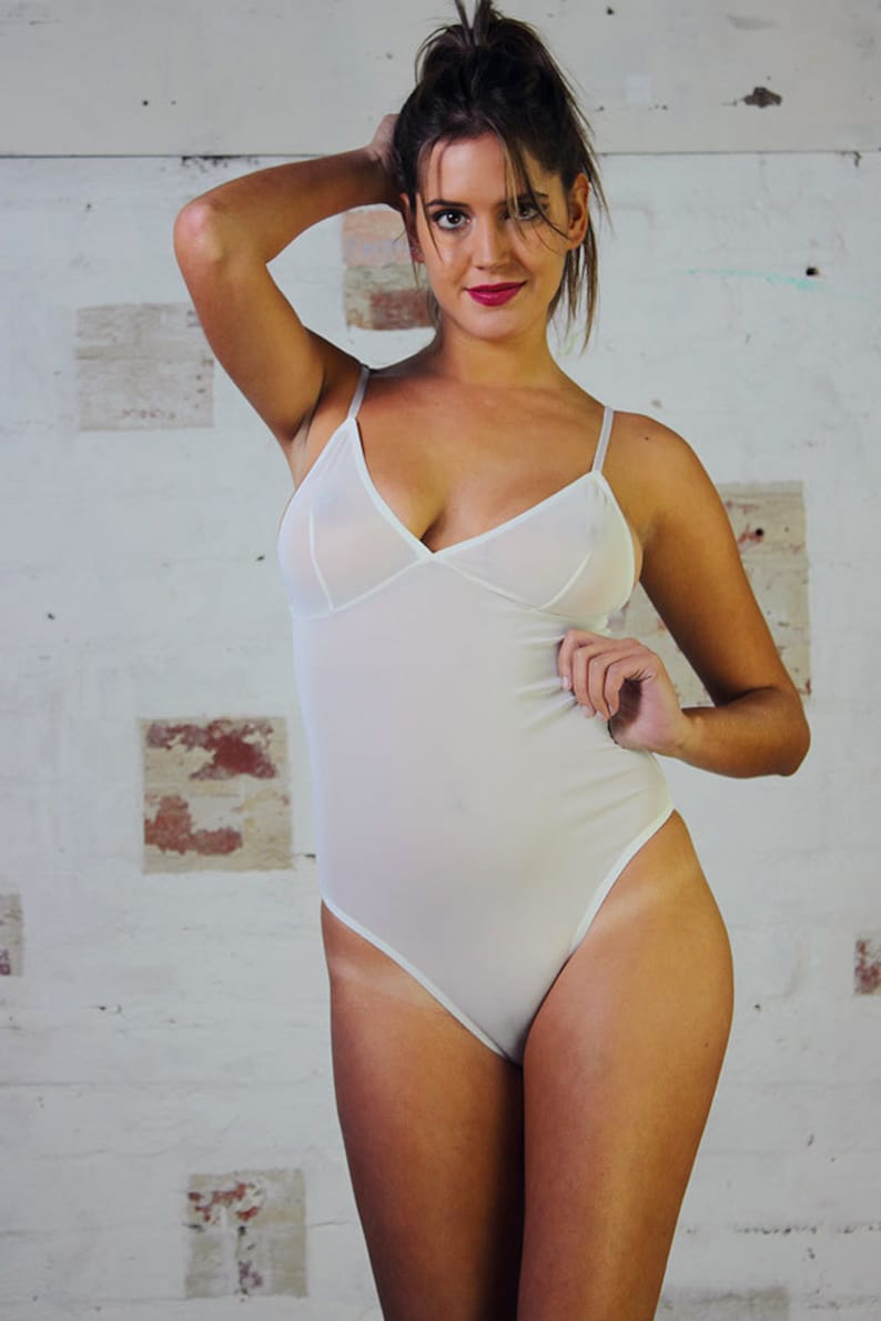Bodysuit White Mesh Lingerie Sexy Bodysuit Mesh Mesh - Etsy