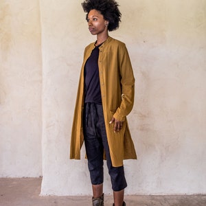 Brooklyn Long Shirt Tumeric, Unisex shirt, long sleeve shirt, shirt dress, kaftan, long shirt with splits, button up long shirt, shirt. image 3