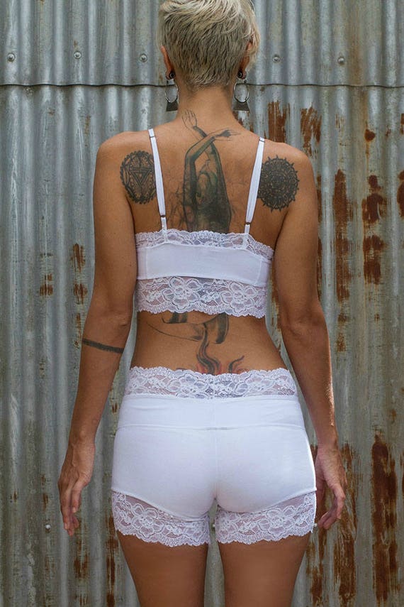 Women's White Lace Bralette Crop Top 